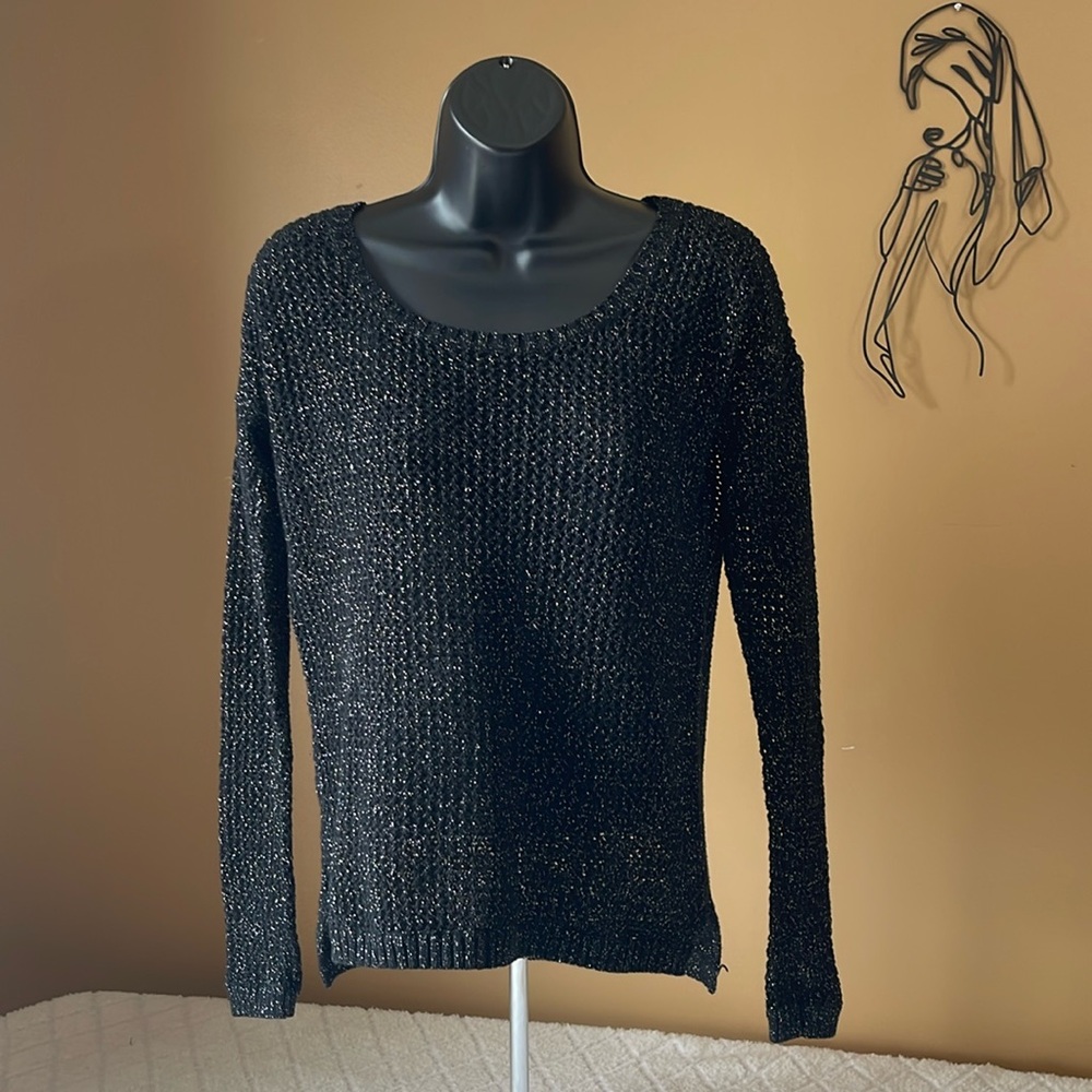 Express Women’s Black Sparkle Long Sleeve Sweater Size Small